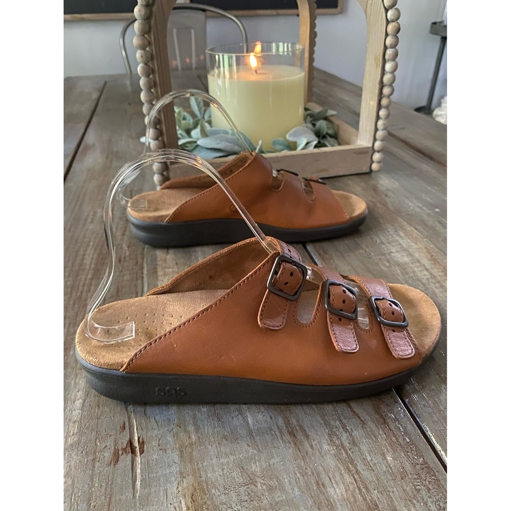 SAS Tripad Comfort Leather Sandals Shoes Womens 9 Narrow‎ Tan Brown - Picture 4 of 9
